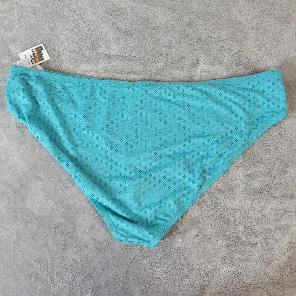 Time and Tru Women 3X Blue Bikini Bottom Eyelet Plus Size Lined Swimwear BLU158E